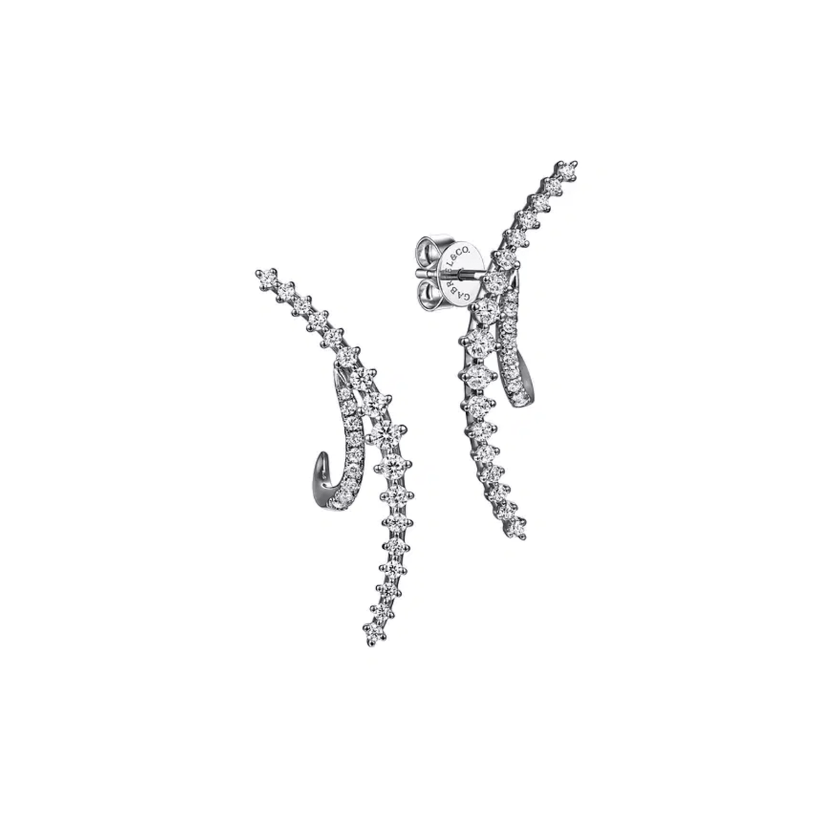 Gabriel & Co. Graduating Diamond Spike J Hoop Stud Earrings - EG15358W45JJ