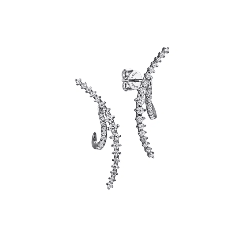 Gabriel & Co. Graduating Diamond Spike J Hoop Stud Earrings-Gabriel & Co. Graduating Diamond Spike J Hoop Stud Earrings - EG15358W45JJ