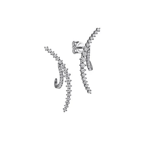 Gabriel & Co. Graduating Diamond Spike J Hoop Stud Earrings-Gabriel & Co. Graduating Diamond Spike J Hoop Stud Earrings - EG15358W45JJ