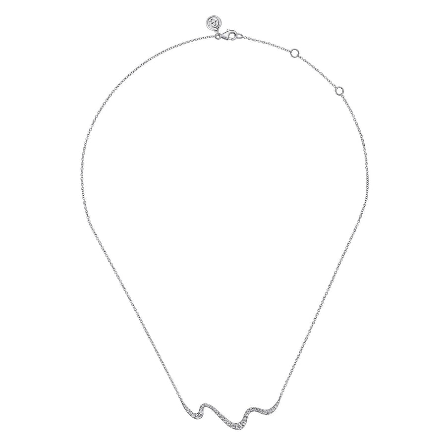 Gabriel & Co. Graduating Diamond Wave Bar Necklace - NK7765W45JJ