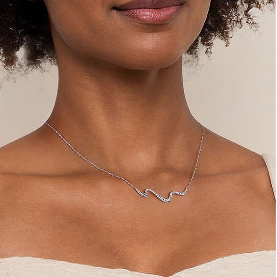 Gabriel & Co. Graduating Diamond Wave Bar Necklace - NK7765W45JJ