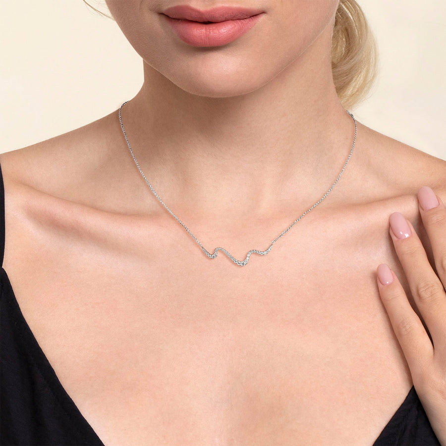 Gabriel & Co. Graduating Diamond Wave Bar Necklace - NK7765W45JJ