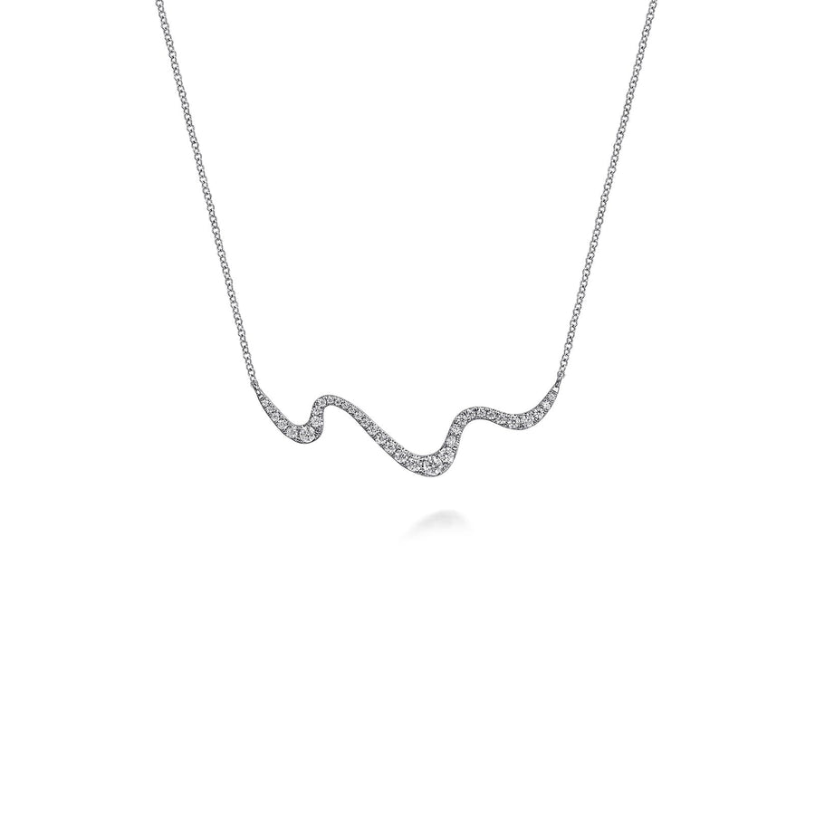 Gabriel & Co. Graduating Diamond Wave Bar Necklace - NK7765W45JJ
