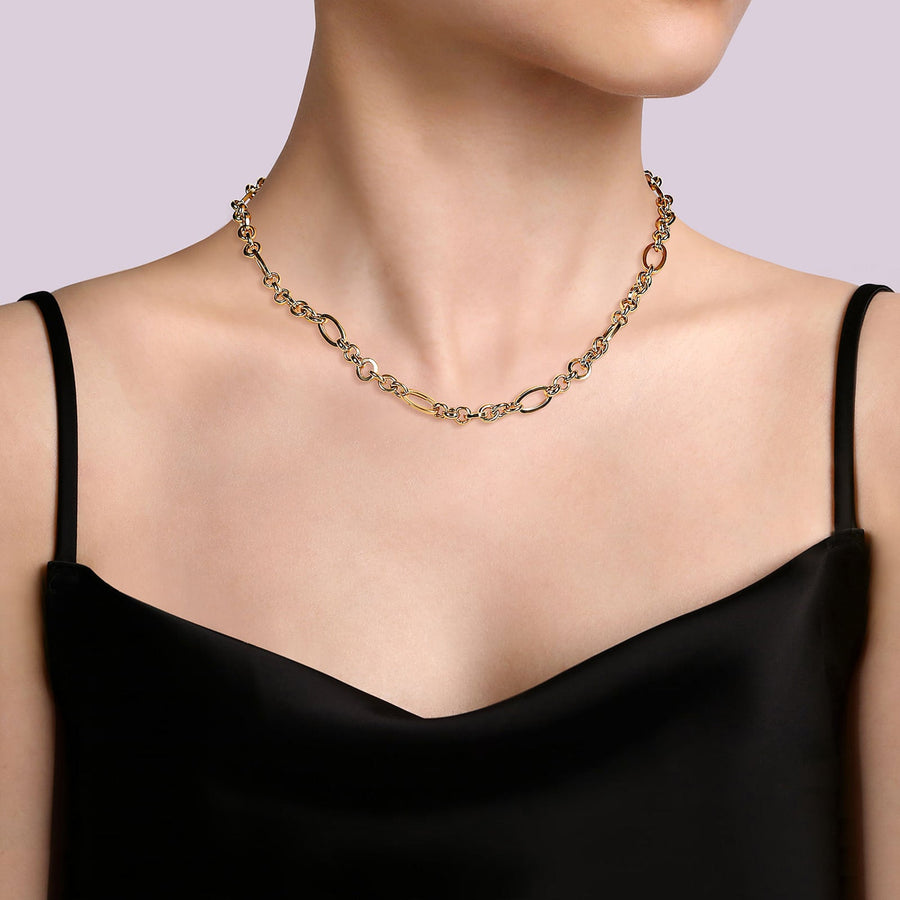 Gabriel & Co. Link Chain Necklace with Oval Stations - NK7144-17Y4JJJ