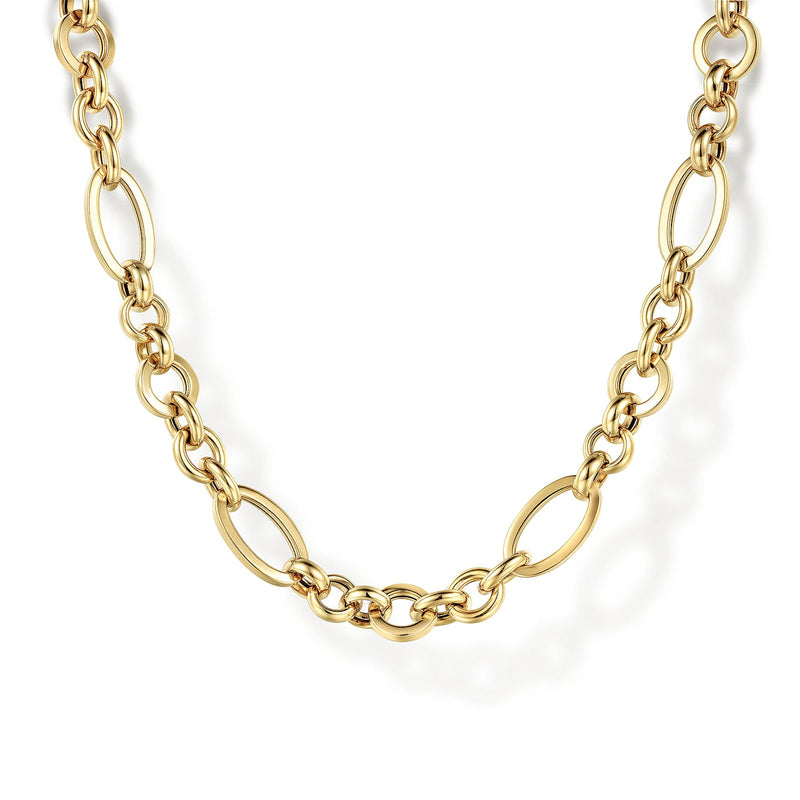 Gabriel & Co. Link Chain Necklace with Oval Stations-Gabriel & Co. Link Chain Necklace with Oval Stations - NK7144-17Y4JJJ