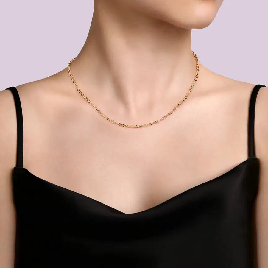 Gabriel & Co. Link Chain Necklace with Twisted Rope Stations - NK7138 - 17Y4JJJ