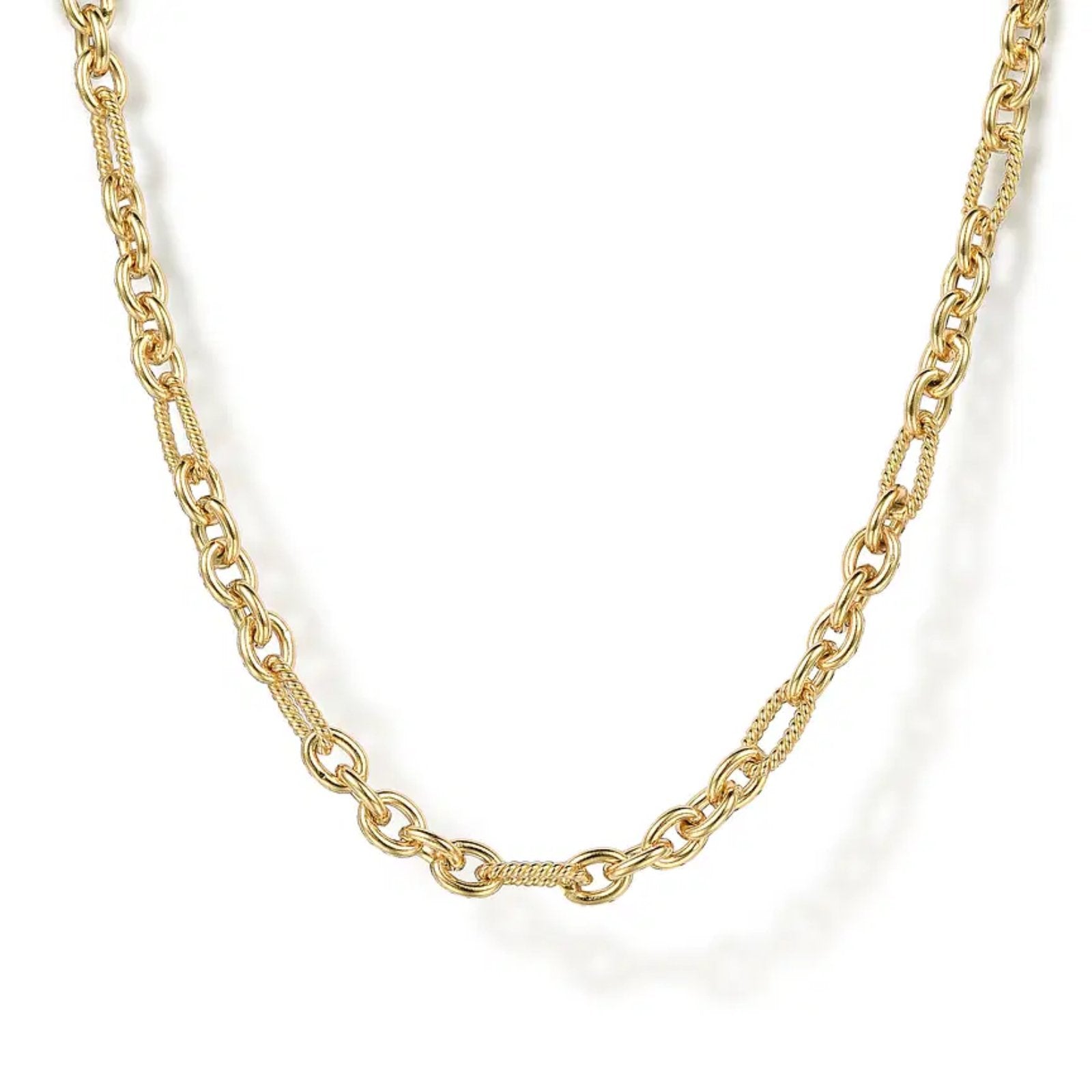 Gabriel & Co. Link Chain Necklace with Twisted Rope Stations