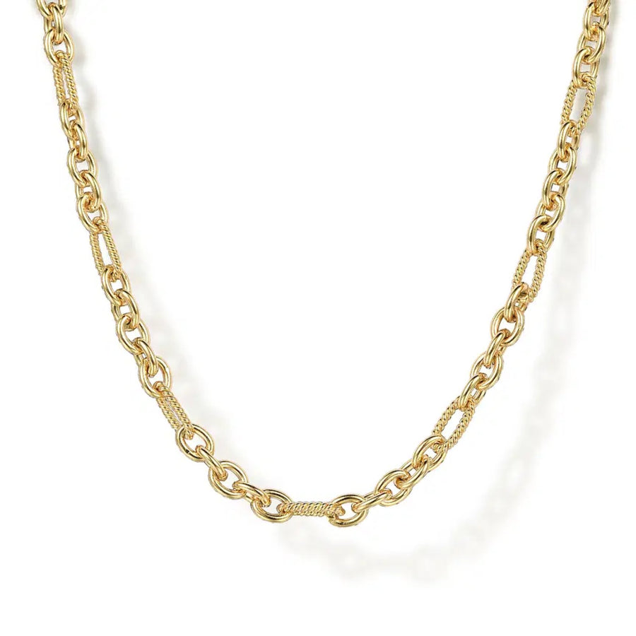 Gabriel & Co. Link Chain Necklace with Twisted Rope Stations - NK7138 - 17Y4JJJ
