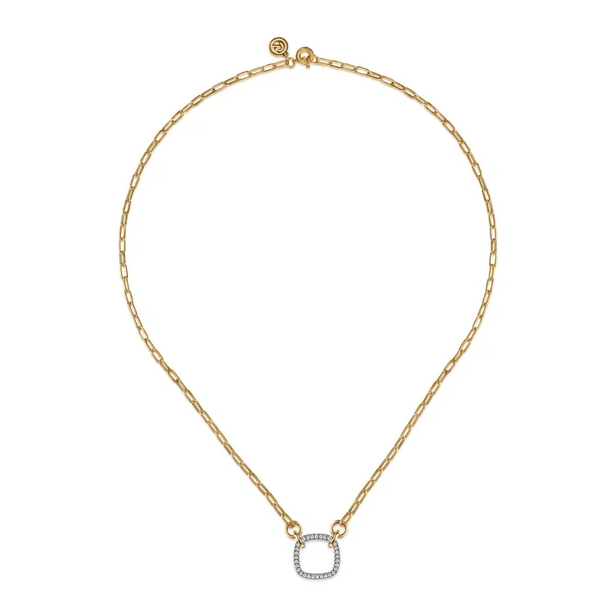 Gabriel & Co. Open Cushion Shape Diamond Hollow Paperclip Chain Necklace - NK7732M45JJ