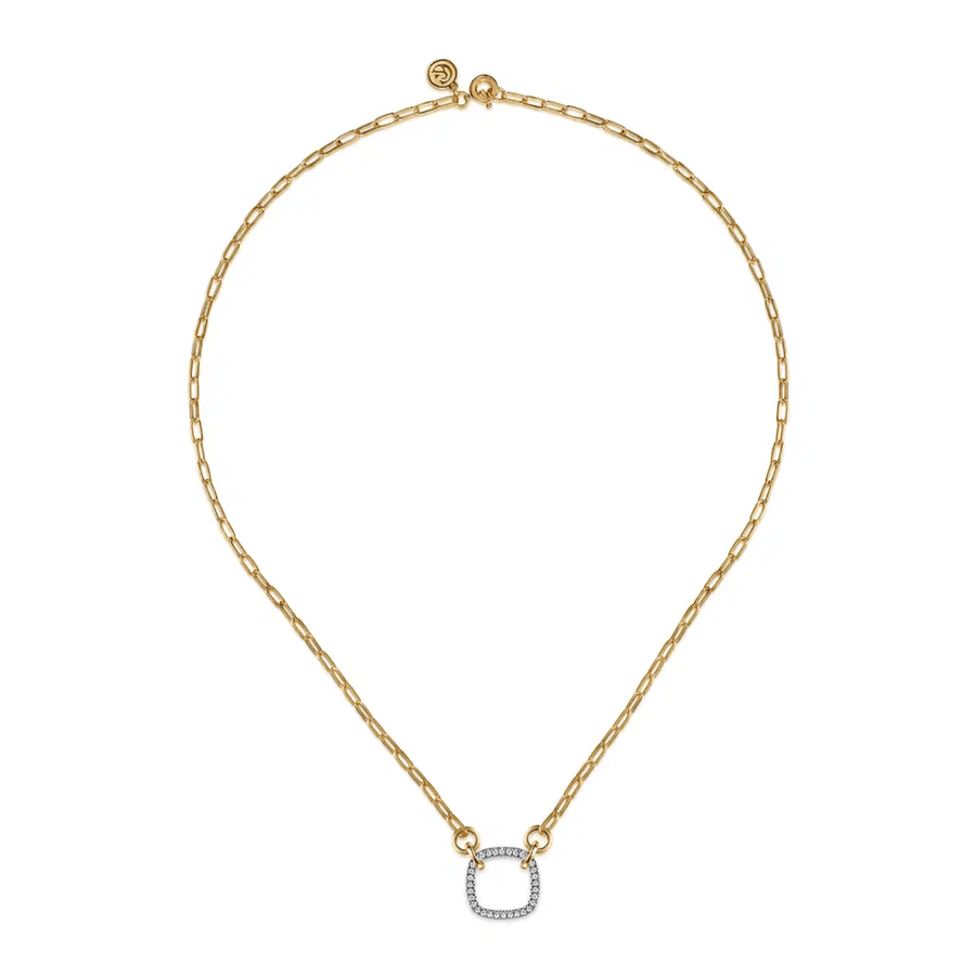 Gabriel & Co. Open Cushion Shape Diamond Hollow Paperclip Chain Necklace - NK7732M45JJ