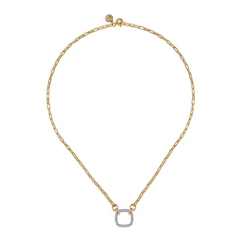 Gabriel & Co. Open Cushion Shape Diamond Hollow Paperclip Chain Necklace-Gabriel & Co. Open Cushion Shape Diamond Hollow Paperclip Chain Necklace - NK7732M45JJ