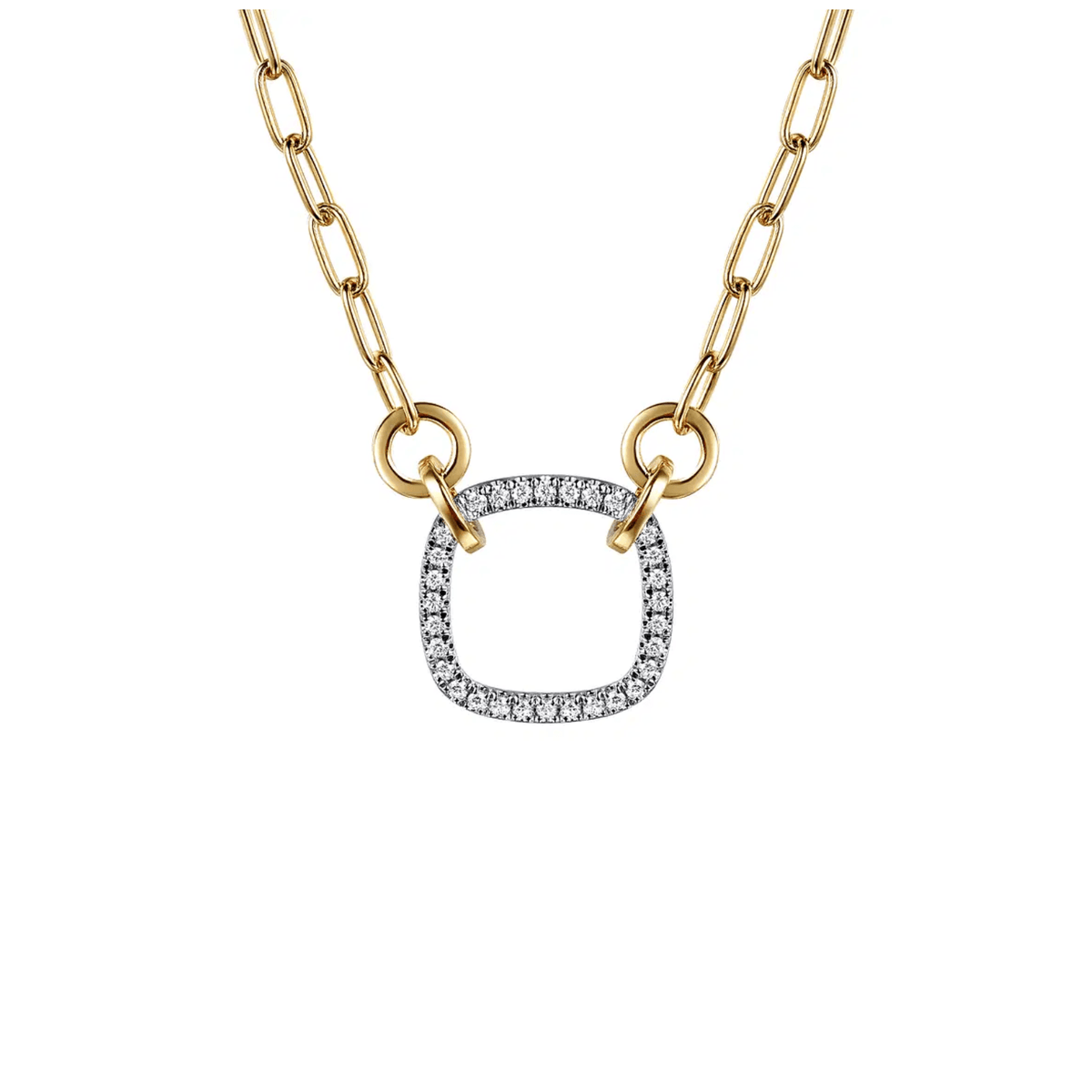 Gabriel & Co. Open Cushion Shape Diamond Hollow Paperclip Chain Necklace - NK7732M45JJ