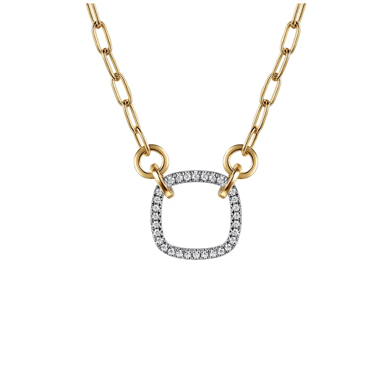 Gabriel & Co. Open Cushion Shape Diamond Hollow Paperclip Chain Necklace-Gabriel & Co. Open Cushion Shape Diamond Hollow Paperclip Chain Necklace - NK7732M45JJ