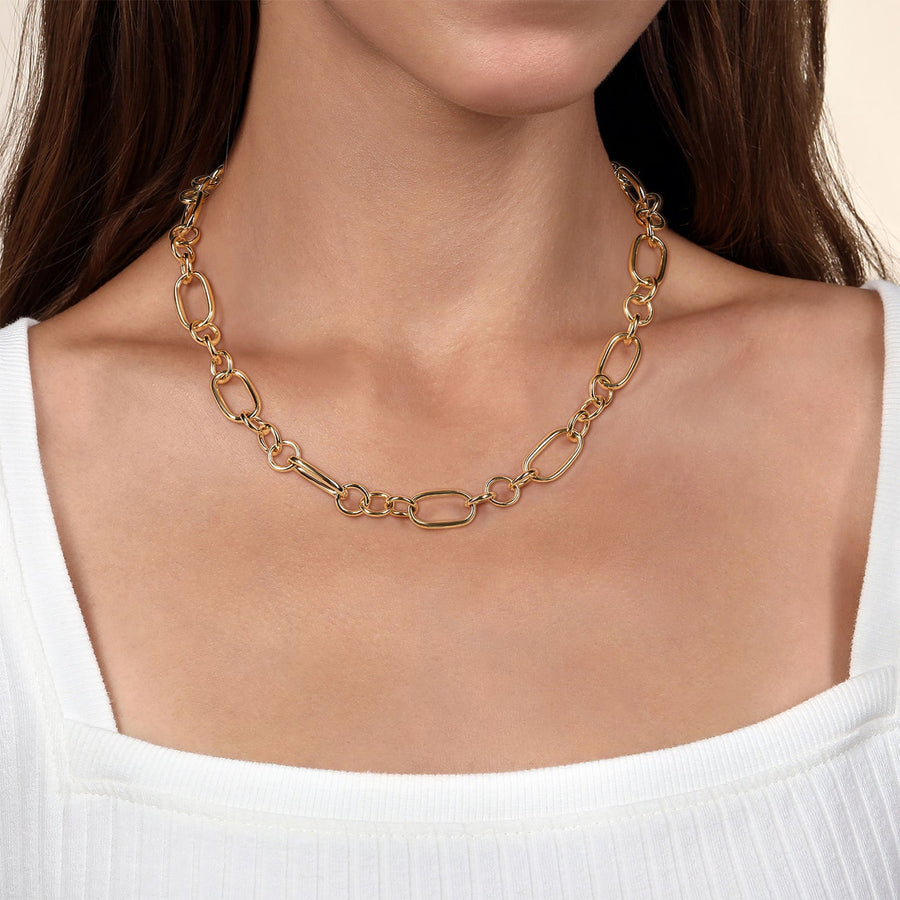 Gabriel & Co. Oval Link Chain Necklace wth Circle Stations - NK7339 - 18Y4JJJ