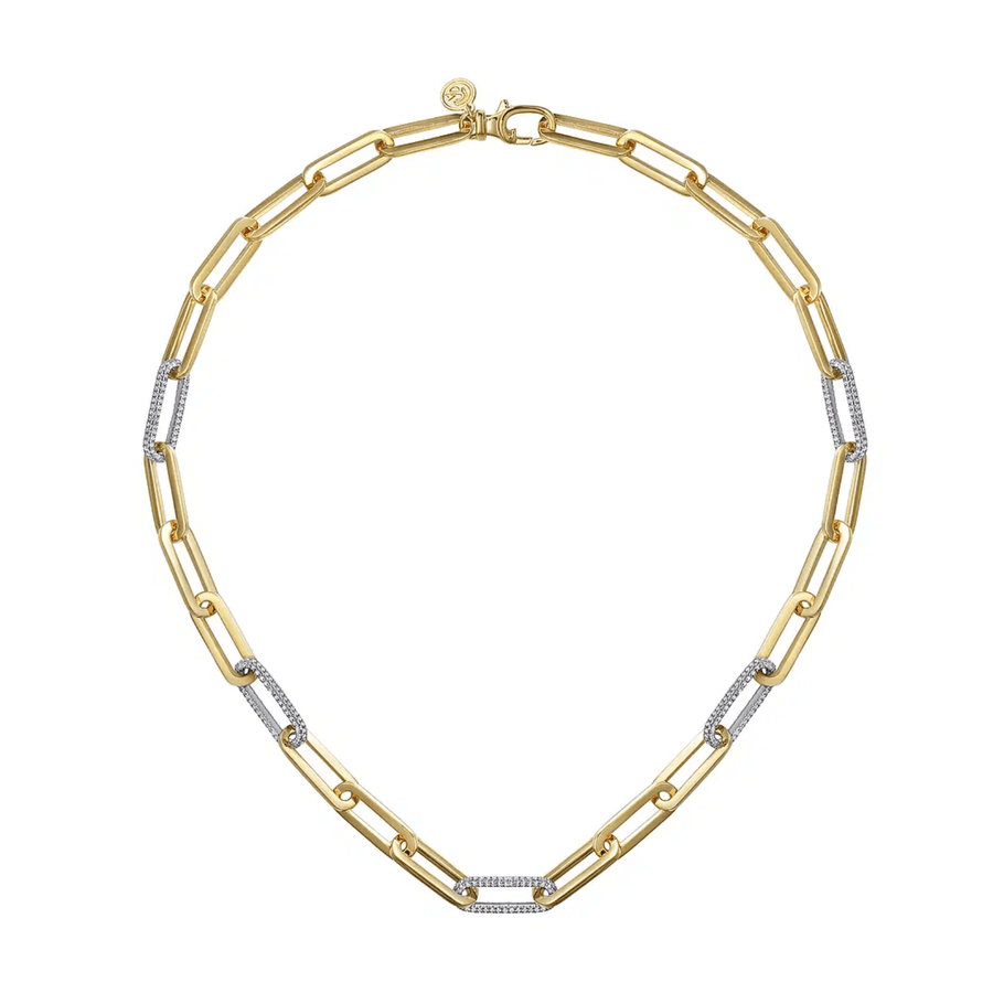 Gabriel & Co. Paper Clip Chain Necklace with Diamond Stations - NK7426M45JJ