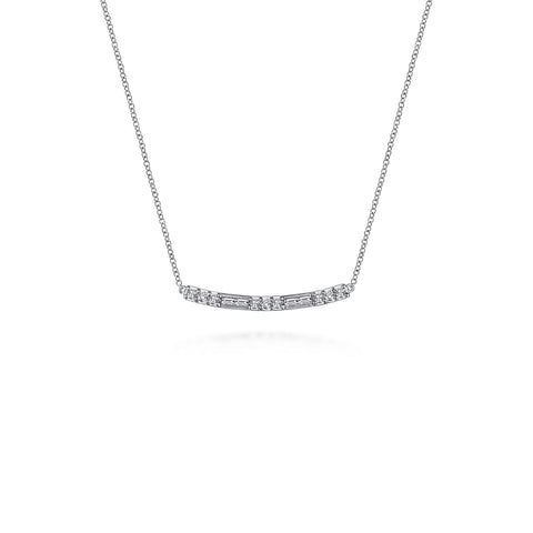 Gabriel & Co. Round and Baguette Diamond Curved Bar Necklace-Gabriel & Co. Round and Baguette Diamond Curved Bar Necklace - NK5791W45JJ