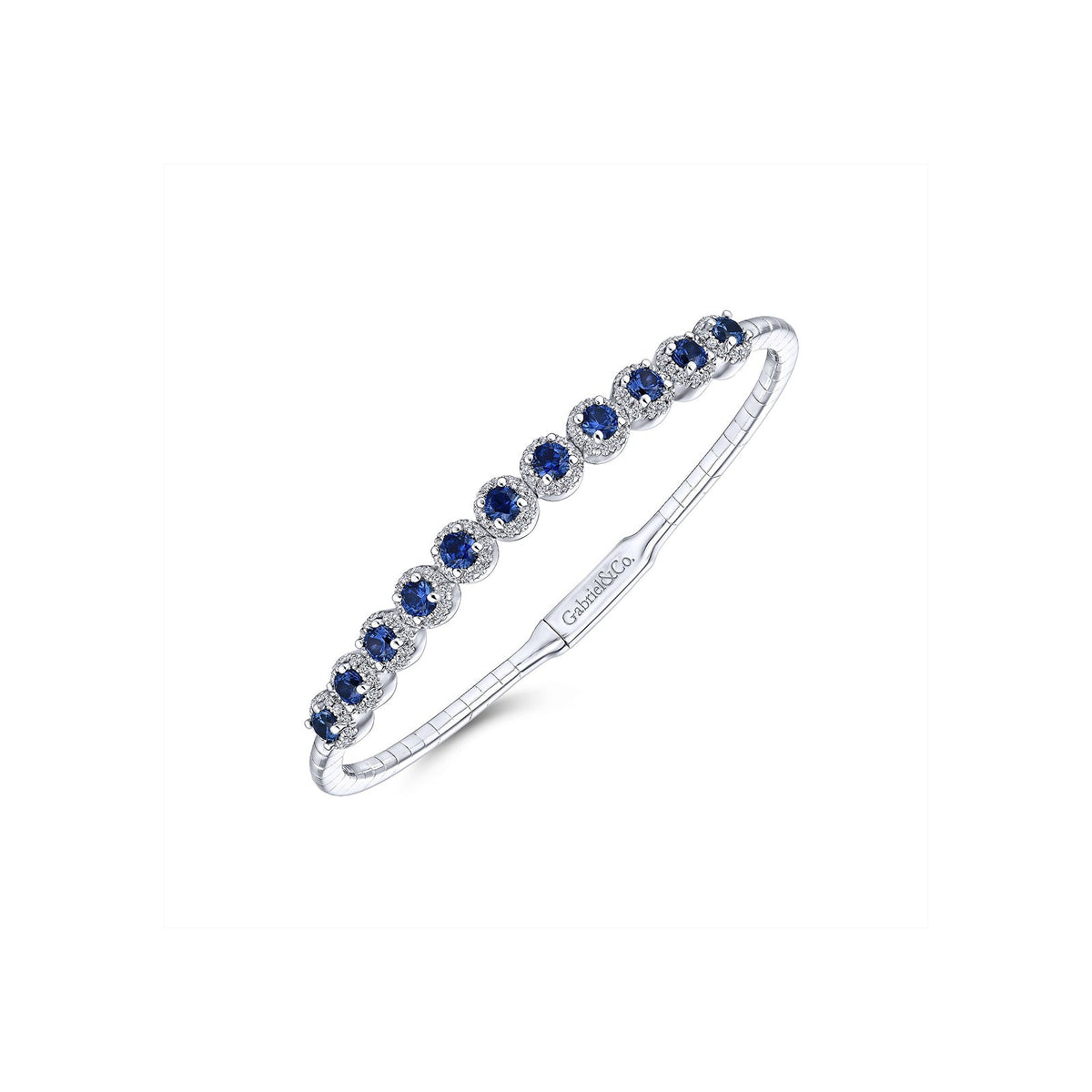 Gabriel & Co. Round Sapphire and Diamond Halo Bangle - BG3980-62W45SA