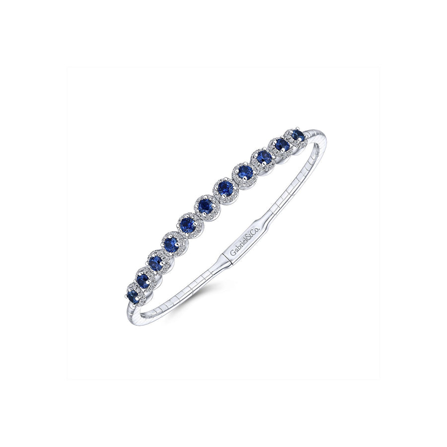 Gabriel & Co. Round Sapphire and Diamond Halo Bangle - BG3980-62W45SA