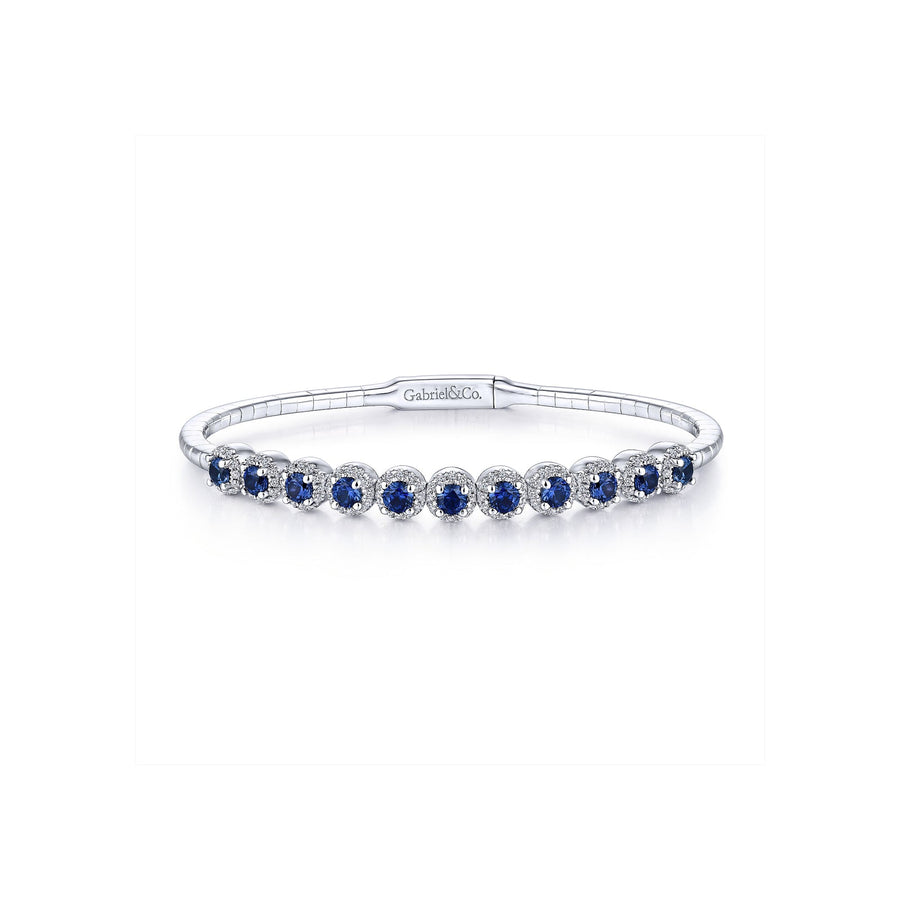 Gabriel & Co. Round Sapphire and Diamond Halo Bangle - BG3980-62W45SA
