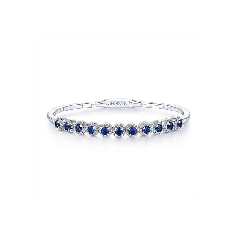Gabriel & Co. Round Sapphire and Diamond Halo Bangle-Gabriel & Co. Round Sapphire and Diamond Halo Bangle - BG3980-62W45SA