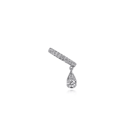 Gabriel & Co. Single Diamond Ear Cuff with Teardrop Charm-Gabriel & Co. Single Diamond Ear Cuff with Teardrop Charm - EGS14846W45JJ