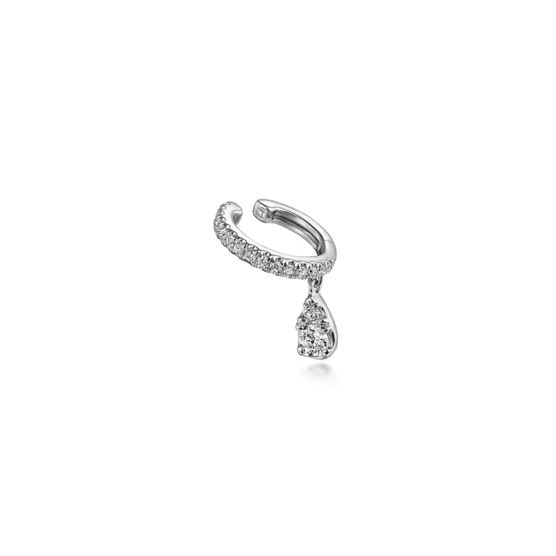 Gabriel & Co. Single Diamond Ear Cuff with Teardrop Charm-Gabriel & Co. Single Diamond Ear Cuff with Teardrop Charm - EGS14846W45JJ