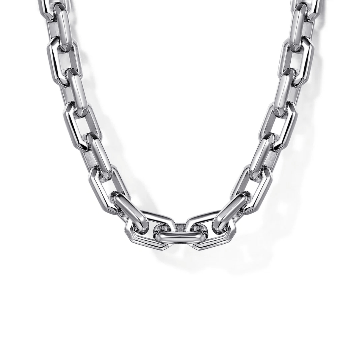 Gabriel & Co. Sterling Silver Solid Faceted Men's Link Chain Necklace NKM7350-22SVJJJ