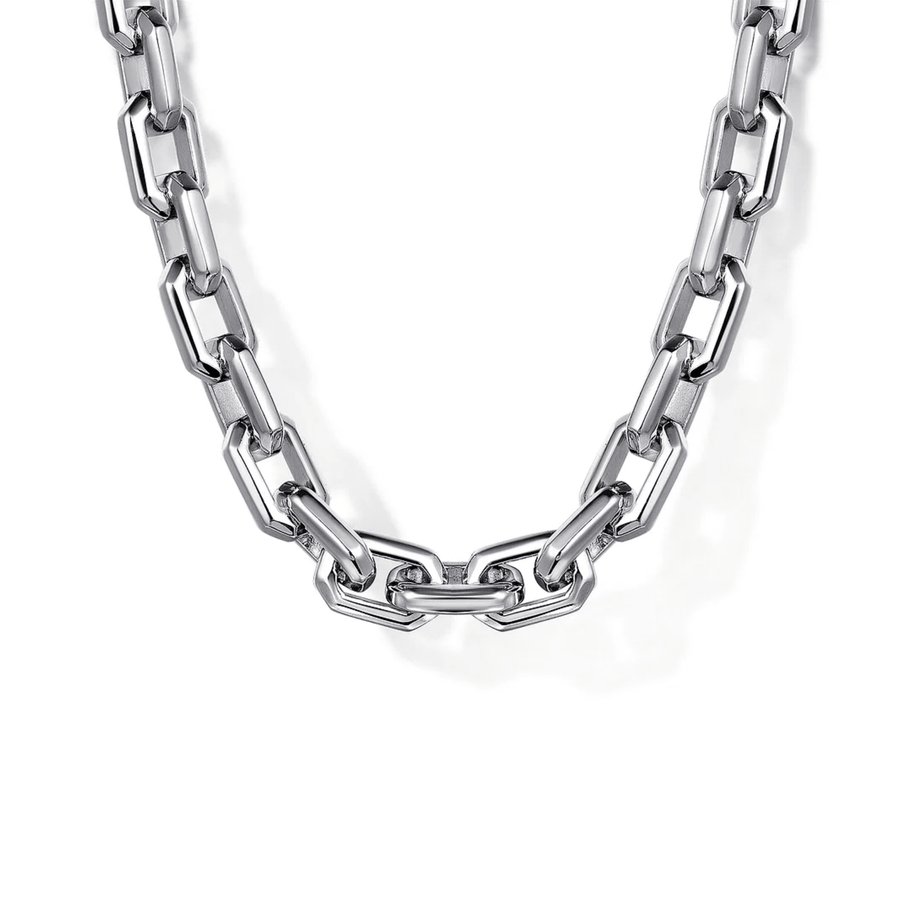 Gabriel & Co. Sterling Silver Solid Faceted Men's Link Chain Necklace NKM7350-22SVJJJ