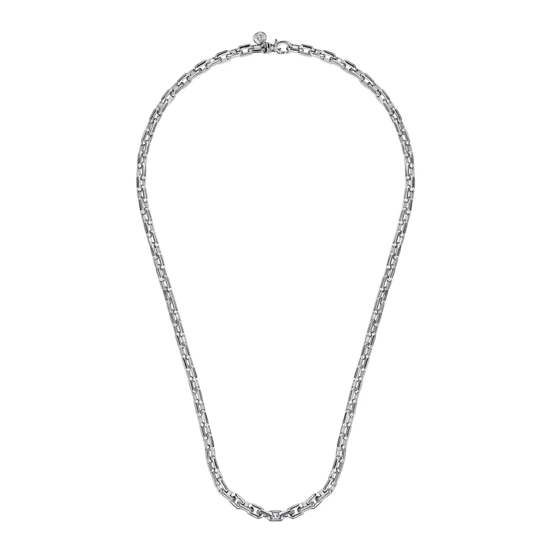 Gabriel & Co. Sterling Silver Solid Faceted Men's Link Chain Necklace-Gabriel & Co. Sterling Silver Solid Faceted Men's Link Chain Necklace NKM7350-22SVJJJ