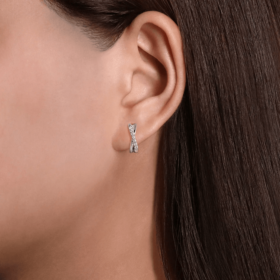 Gabriel & Co. Twisted 15mm Diamond Huggie Earrings - EG13328W45JJ