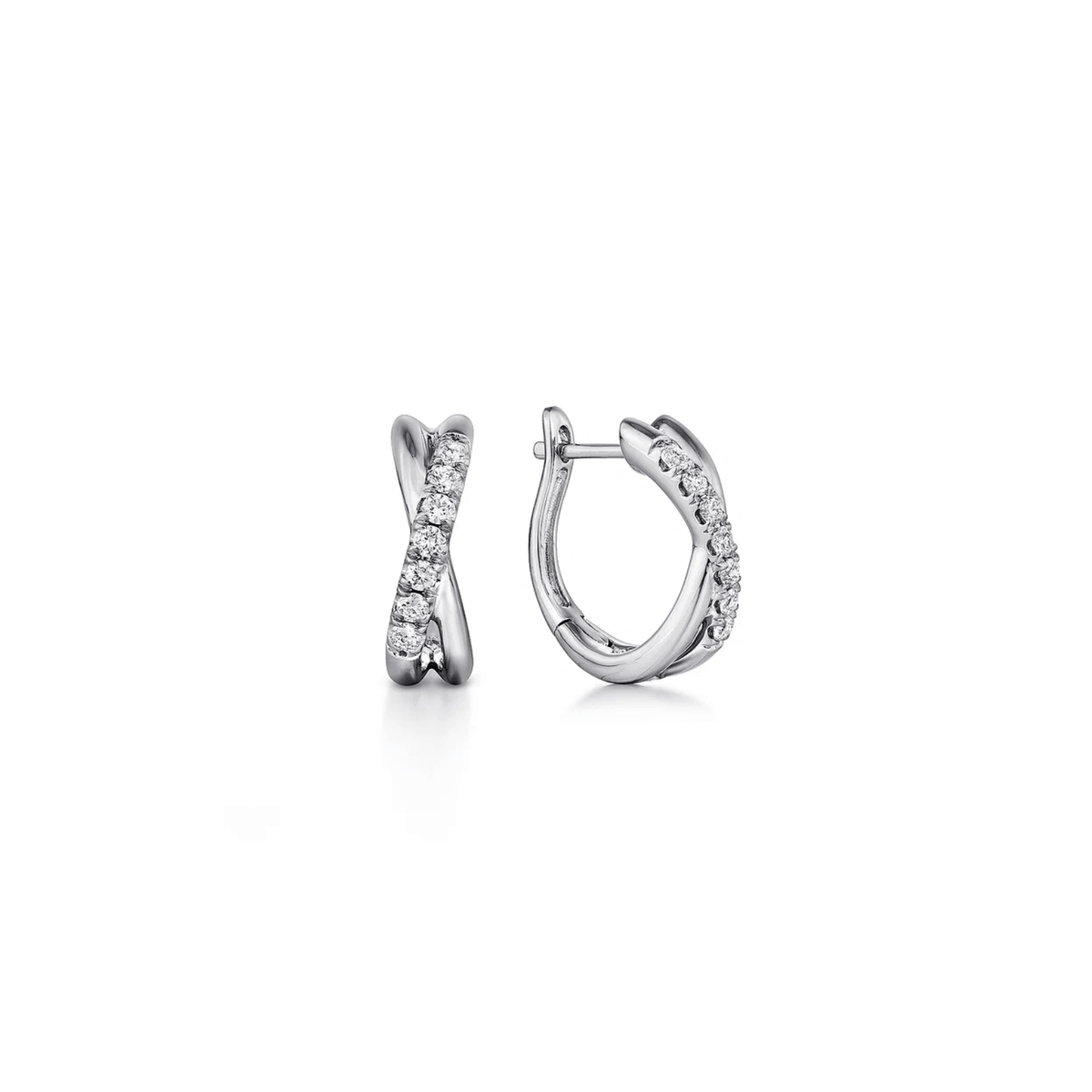 Gabriel & Co. Twisted 15mm Diamond Huggie Earrings - EG13328W45JJ