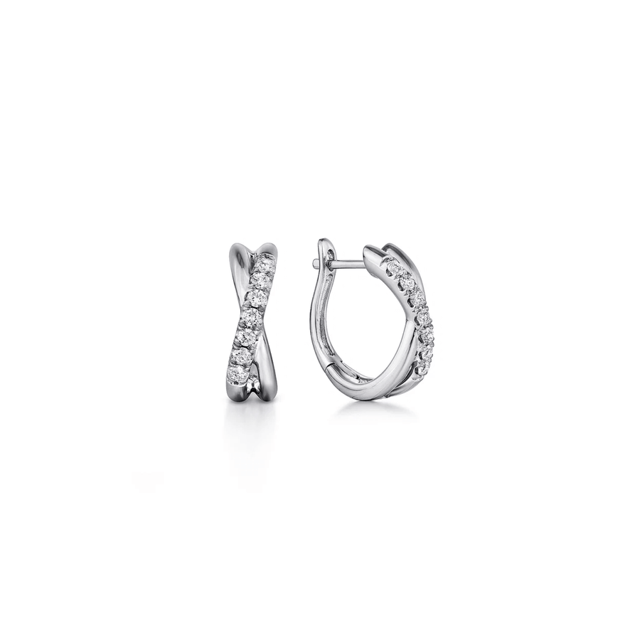 Gabriel & Co. Twisted 15mm Diamond Huggie Earrings - EG13328W45JJ