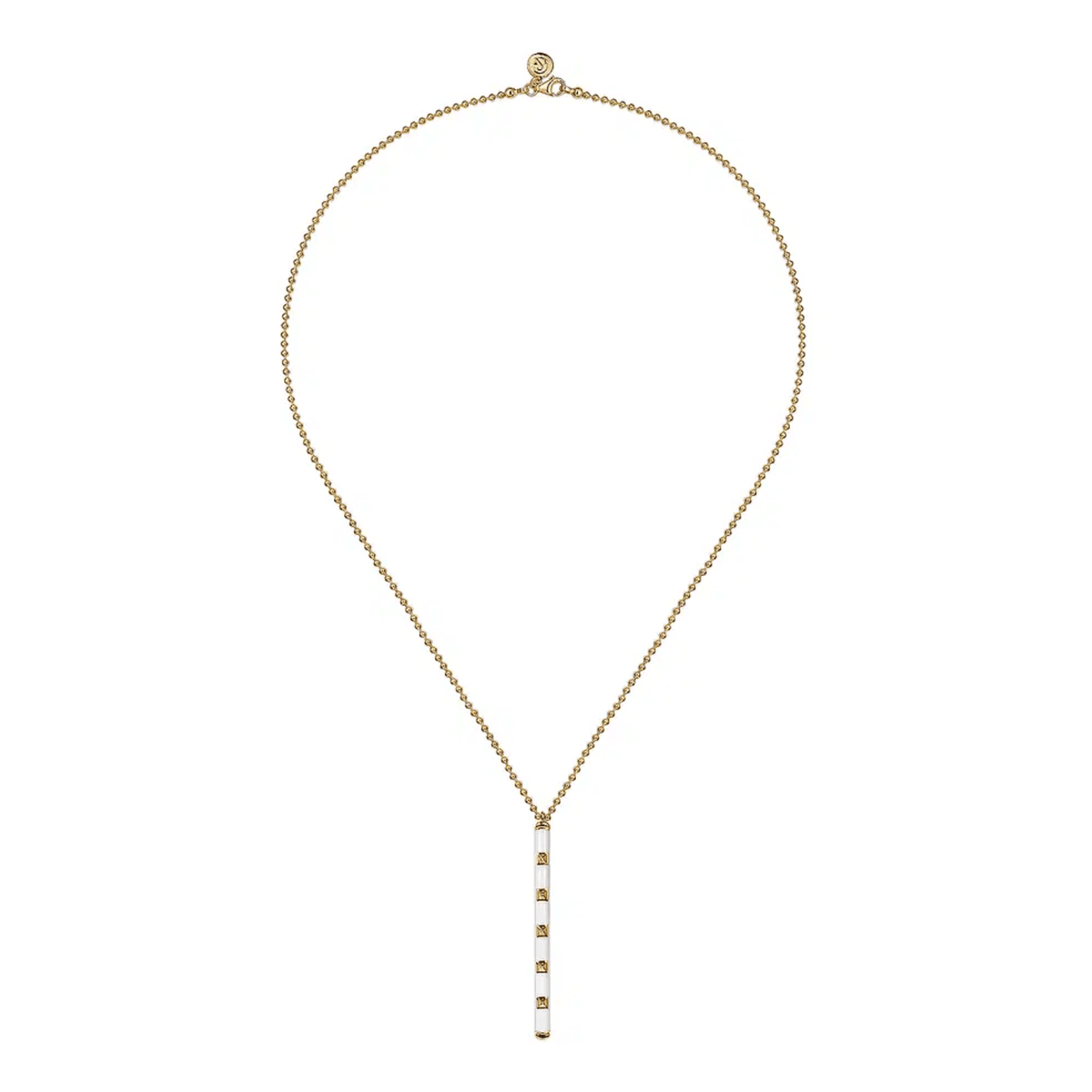 Gabriel & Co. Vertical Bar Necklace with White Enamel - NK7680E9Y4JJJ