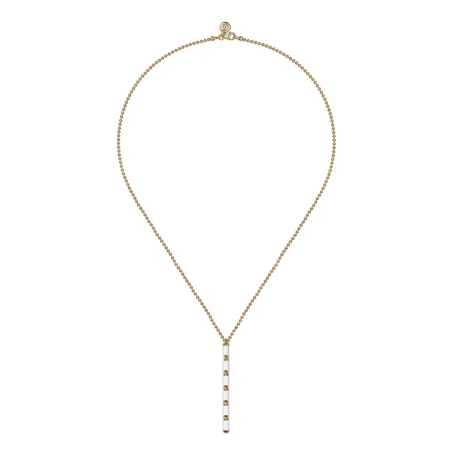 Gabriel & Co. Vertical Bar Necklace with White Enamel - NK7680E9Y4JJJ