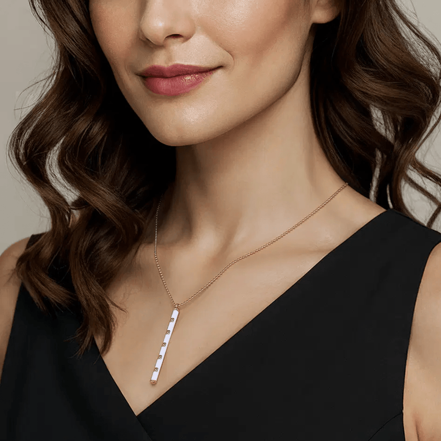 Gabriel & Co. Vertical Bar Necklace with White Enamel - NK7680E9Y4JJJ