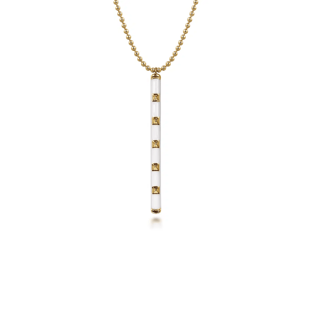Gabriel & Co. Vertical Bar Necklace with White Enamel - NK7680E9Y4JJJ