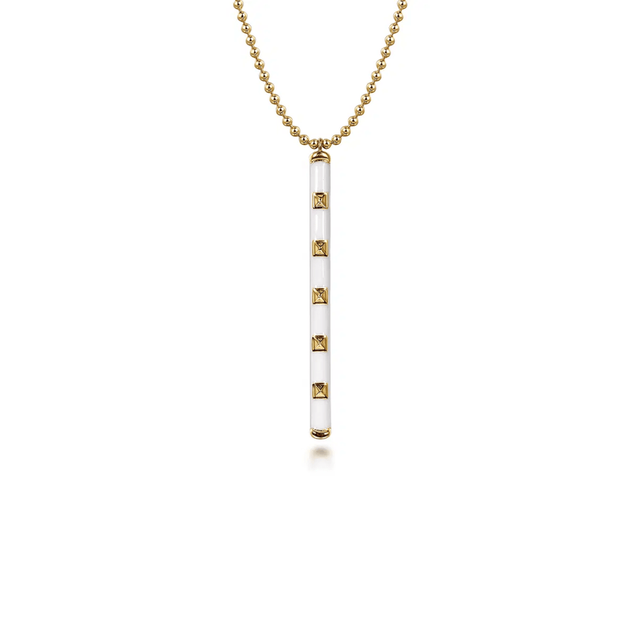 Gabriel & Co. Vertical Bar Necklace with White Enamel - NK7680E9Y4JJJ