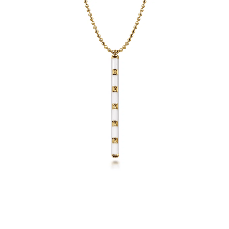 Gabriel & Co. Vertical Bar Necklace with White Enamel-Gabriel & Co. Vertical Bar Necklace with White Enamel - NK7680E9Y4JJJ