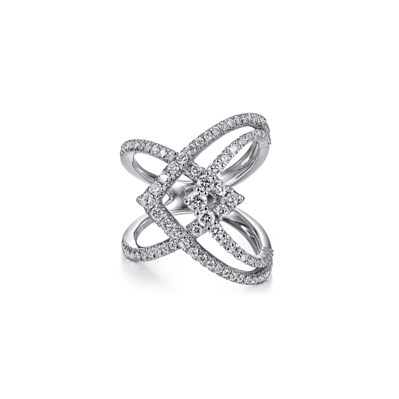 Gabriel & Co. Wide Band Layered Diamond Ring-Gabriel & Co. Wide Band Layered Diamond Ring - LR51496W45JJ