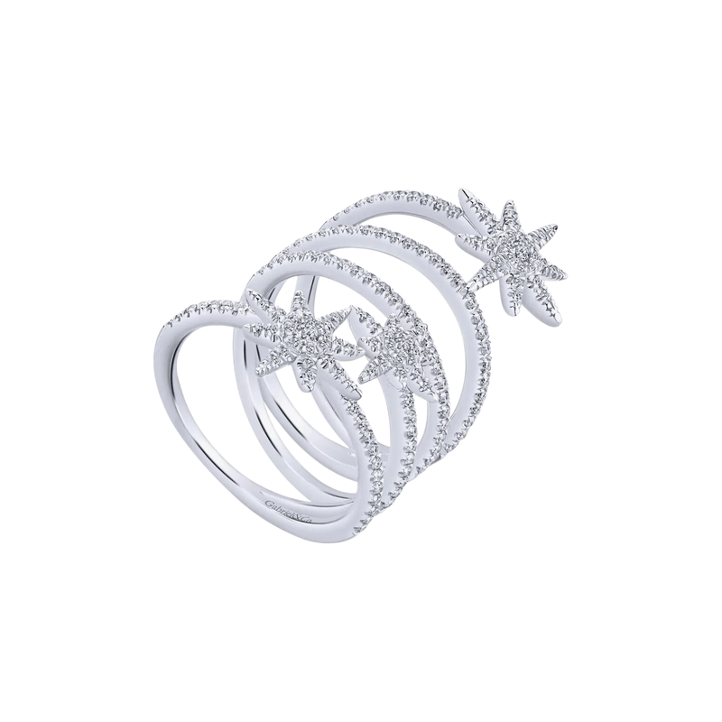 Gabriel & Co. Wide Open Diamond Band and Star Station Statement Ring-Gabriel & Co. Wide Open Diamond Band and Star Station Statement Ring - LR51131W45JJ