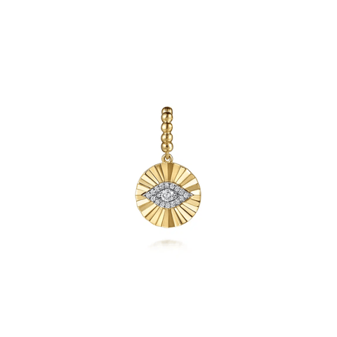 Gabriel & Co. Yellow Gold Bujukan Diamond Cut Evil Eye Medallion Pendant (Pendant Only)-Gabriel & Co. Yellow Gold Bujukan Diamond Cut Evil Eye Medallion Pendant (Pendant Only) - PT7558M45JJ
