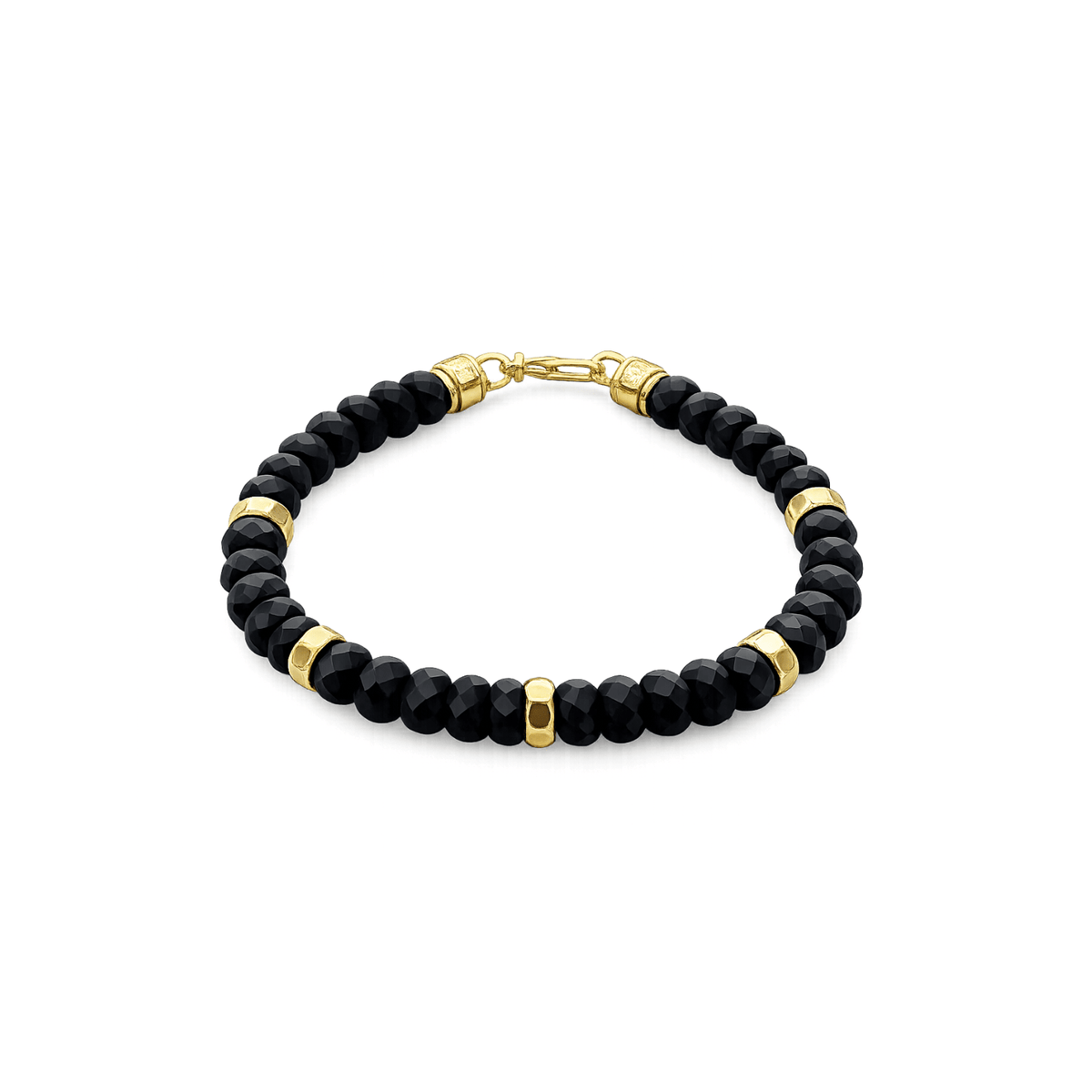 Gabriel & Co.14K Yellow Gold Black Onyx Beaded Bracelet 8" TBM2130Y4JOX