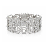 Geometric Openwork Pavé Diamond Wide Link Bracelet-Diamond Wide Bracelet