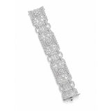 Geometric Openwork Pavé Diamond Wide Link Bracelet-Diamond Wide Bracelet