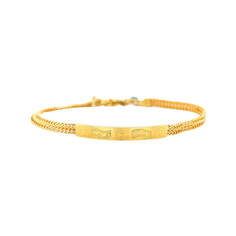 Gold Bracelet with Plate-Gold Bracelet with Plate - 8BKEY02945