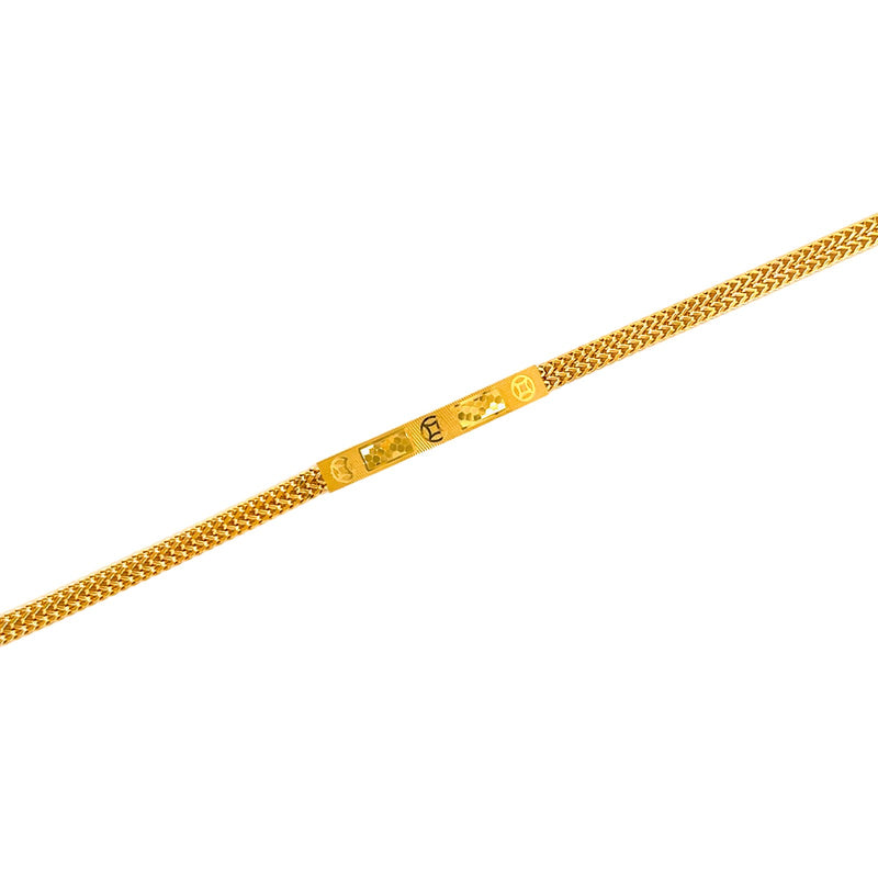 Gold Bracelet with Plate-Gold Bracelet with Plate - 8BKEY02954