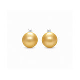 Golden South Sea Pearl and Diamond Stud Earrings-Golden South Sea Pearl and Diamond Stud Earrings - PEMXM00844