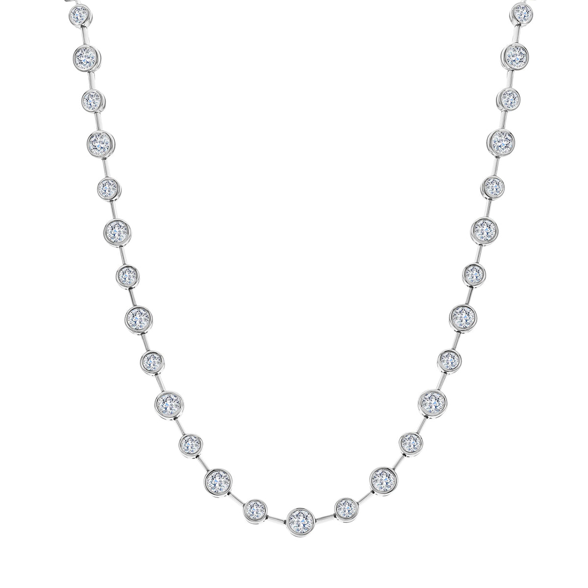 Graduated Bezel-Set Diamond Bar Link Necklace - DNODE00141
