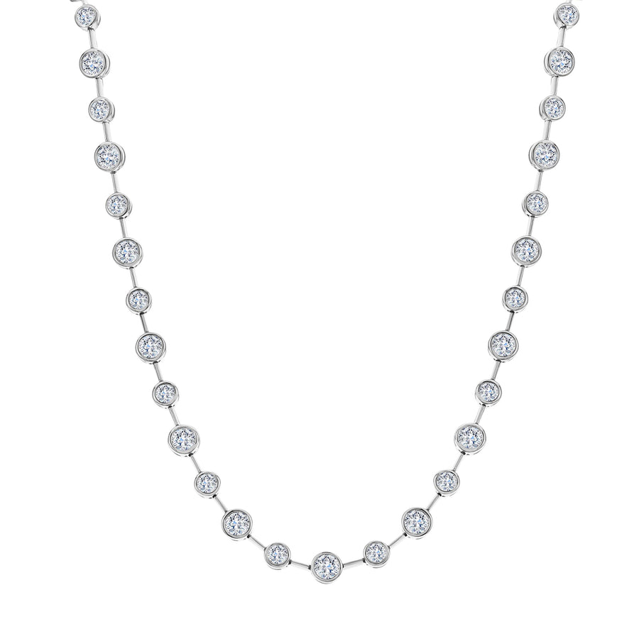 Graduated Bezel-Set Diamond Bar Link Necklace - DNODE00141