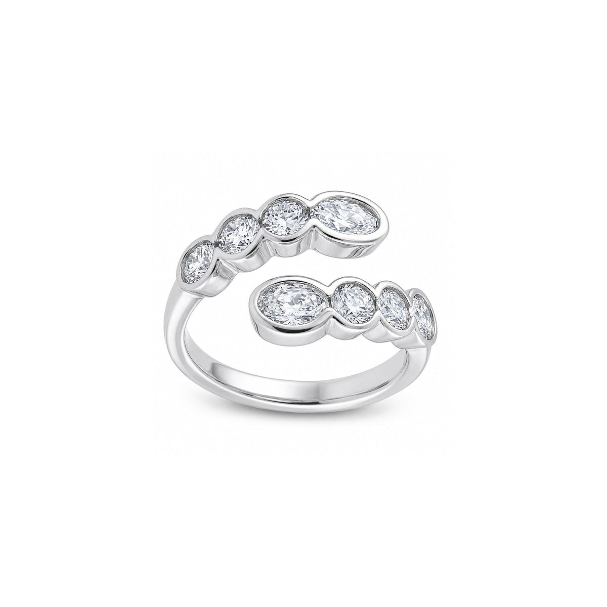 Graduated Oval & Round Diamond Bypass Ring - DRODE11379